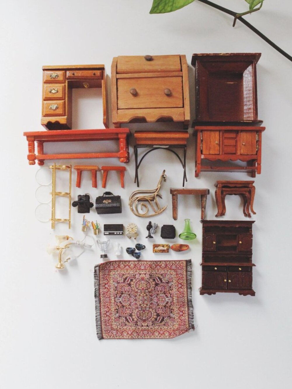 Vintage Dollhouse Miniature Furniture Collection Accessories Lot Mid Century - Picture 2 of 8